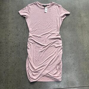 Express Pink Ruched Size Medium Mini Wrap Dress - New With Tags